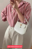 Long Sleeve Retro Striped Summer Blouse Shirt