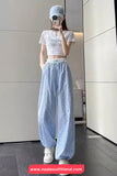 Loose Bow Pattern Printed Lace Blended Jogger Sweatpants