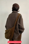 Long Sleeve Turn Down Collar Classic Plaid Blouse Shirt