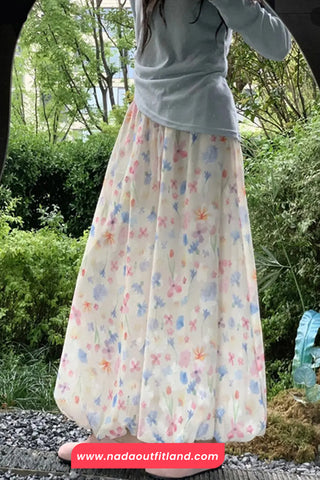 Wide Leg Floral Pattern Casual Pants