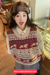 Sleeveless Cute Horse Cartoon Knitted Vest Sweater