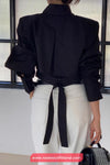 Long Sleeve Lace Back Bandage Blouse Shirts