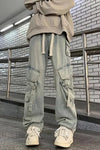 High Waist Hip Hop Multi Pockets Jeans Pants