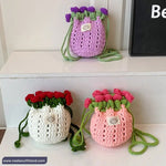 Cute Retro Flower Bouquet Crochet Sling Bag