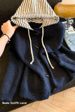 Vintage Hooded Striped Woolen Cardigan Sweater
