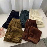 High Waist Retro Corduroy Long Pants