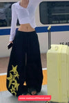 Loose Wide Leg Stars Pattern Home Wear Sweatpants