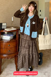 Long Sleeve Cute Bow Dots Pattern Pocket Cardigan Sweater