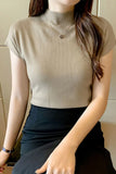 Casual High Neck Knitted Slim Shirt