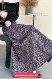 High Waist Vintage Leopard Pattern Elegant Office Skirts