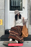 High Waist Retro Pattern Woolen Long Skirts