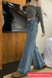 High Waist Casual Slightly Flared Jeans Pants