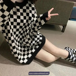 Long Sleeve Casual Checkered Pattern O-Neck Sweater