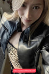 Long Sleeve Cropped Leather Black Jacket