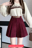 High Waist A-Line Pleated Corduroy Mini Skirts