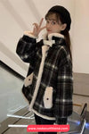 Loose Plaid Pattern Woolen Coat Jacket