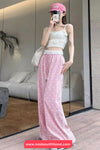 Loose Bow Pattern Printed Lace Blended Jogger Sweatpants