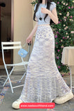 Elastic Waist Crochet Boho Mermaid Style Skirts