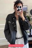 Loose Pins Buckle Buttons Style Street Wear Jacket
