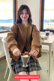 Long Sleeve O-Neck Faux Suede Zipper Jacket