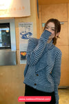 Long Sleeve Retro Striped Scarf Elegant Sweater