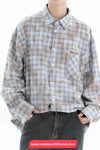 Long Sleeve Retro Plaid Tie Dye Style Blouse Shirt