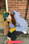 Loose Plaid Colors Hooded Parkas Coat Jacket
