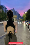 Sexy Turtleneck Backless Hollow Out Crop Tops