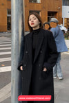 Elegant Woolen Long Blend Coat Jacket