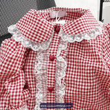 Short Sleeve Cute Sweet Plaid Lace Blouse Shirt