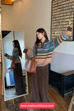 Long Sleeve Turn Down Collar Retro Pattern Sweater
