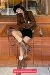 Long Sleeve Lapel Collar Suede Velvet Jacket