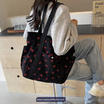Cute Strawberry Pattern Corduroy Hand Bag