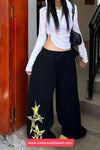 Loose Wide Leg Stars Pattern Home Wear Sweatpants