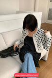 Long Sleeve Polka Dots Pattern Cropped Cardigan Sweater