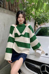 V-Neck Fake Two Striped Sweater