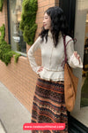 High Waist Retro Pattern Woolen Long Skirts
