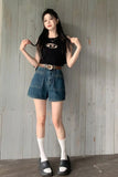 High Waist Front Double Pocket Denim Shorts Jeans