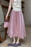 High Waist Ball Gown Elegant Long Satin Skirts