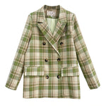Double Breasted Loose Plaid Blazer Coat