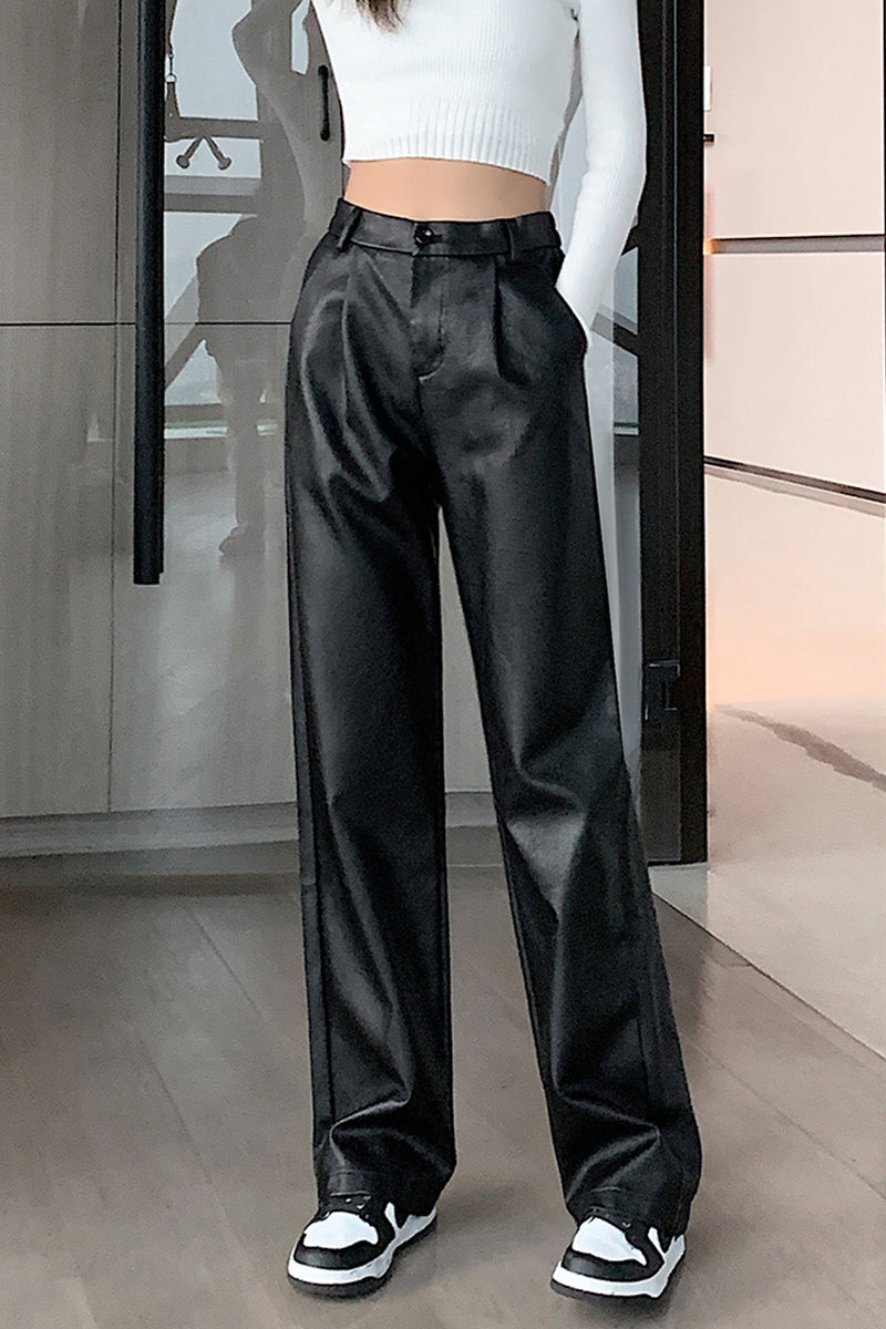 High Waist Loose Leather Pants – Nada Outfit Land