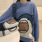Cute Shark Cartoon Retro Loose Sweater