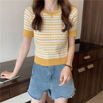 Casual Stripes Knitted Slim Shirts