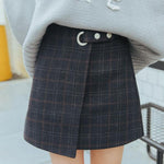 Retro Wool Plaid Thicken Mini Skirt