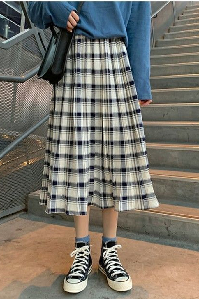 High Waist A-Line Plaid Pleated Summer Skirts – Nada Outfit Land