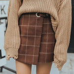 Retro Thicken Wool Plaid Mini Skirts