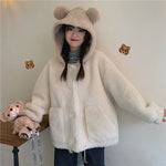 Loose Hooded Ears Fluffy Jacket