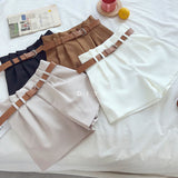 Casual Solid Shorts With Sashes Belt