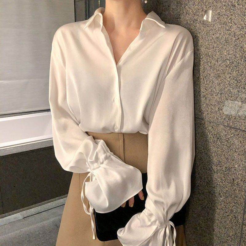 Long Flare Sleeve Elegant Office Blouse Shirts – Nada Outfit Land