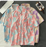 Short Sleeve Tie Dye Style Button Shirt